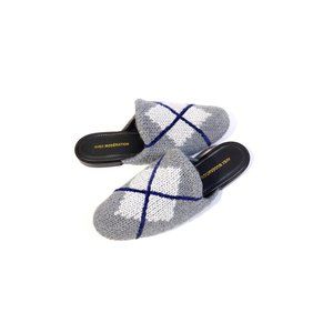 Avec Moderation Womens Mule Argyle knit sweater slides Size 8.5